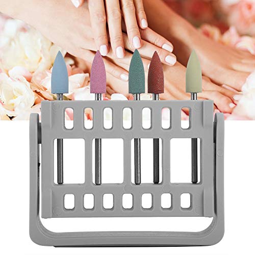 Soporte de almacenamiento de 2 colores para brocas de uñas, caja de brocas de exhibición de manicura para salón de belleza y uso personal de bricolaje (gris)