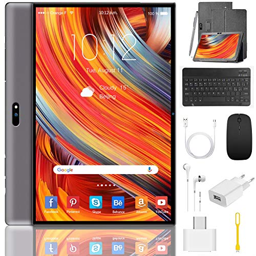 Tablet 10 Pulgadas 4G/WiFi Android 9.0 Pie Ultrar-Rápido Tablets 3GB RAM + 32GB ROM/128GB Escalable | Laptop Convertible de Oficina | Dual SIM -8000mA Bluetooth5.0 GPS Tablet (5+8.0MP Cámara) (Gris)