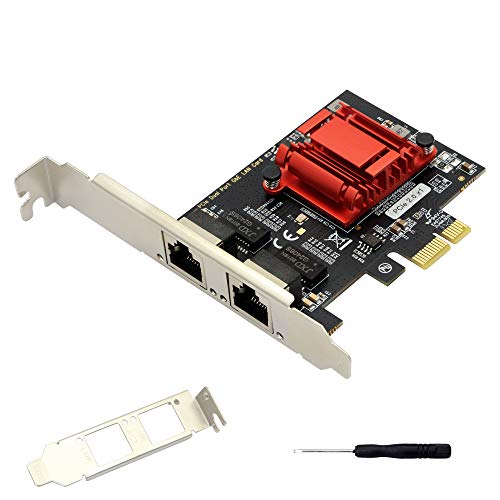 Tarjeta PCI-E convergente Gigabit Ethernet x1 de doble puerto, adaptador de controlador de interfaz de red Gigabit RJ45, estaciones de trabajo, servidores, con soporte de perfil bajo.