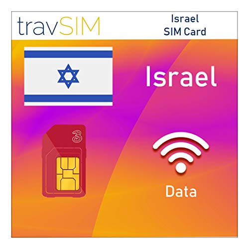 travSIM - Tarjeta SIM Israelí (Tarjeta SIM Three UK) por 30 Días Válidos - 6GB de Datos Móviles - Israel UK Three Tarjeta SIM Israelí - Roaming Gratuito en Más de 71 Destinos