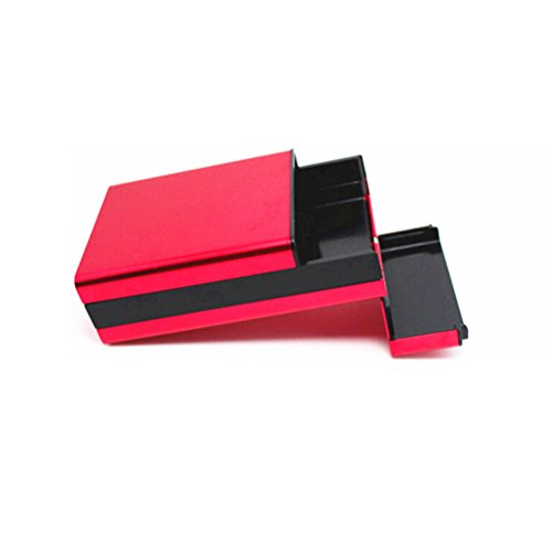 ULTNICE Aluminio plata pitillera caja titular cigarros cubierta protectora rojo