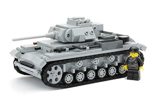 WW2 WWII Custom Tanque Carro de Combate Alemán Panzer III Ausf. J, Soldado Alemán con BrickArms Stahlhelm, Estampada de Alta Calidad