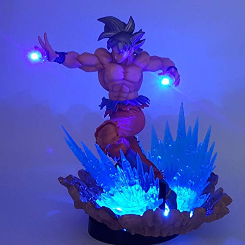 WXIAO HMMOZ Dragon Ball Anime Figura Son Goku Ultra Instinto LED Figurine DBZ Figma Super Saiyan Acción Brinquedos Juguetes Estatua Modelo de Juguete Animado Figura