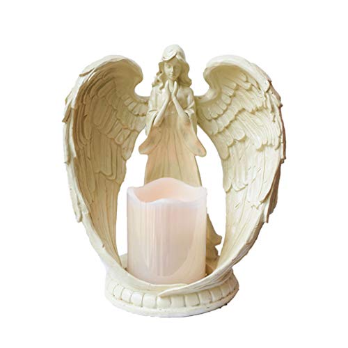 YBYB Candelabro de resina para candelabro, diseño retro europeo con alas de ángel, decoración del hogar, manualidades, vintage, portavelas de escritorio (tamaño grande: grande)