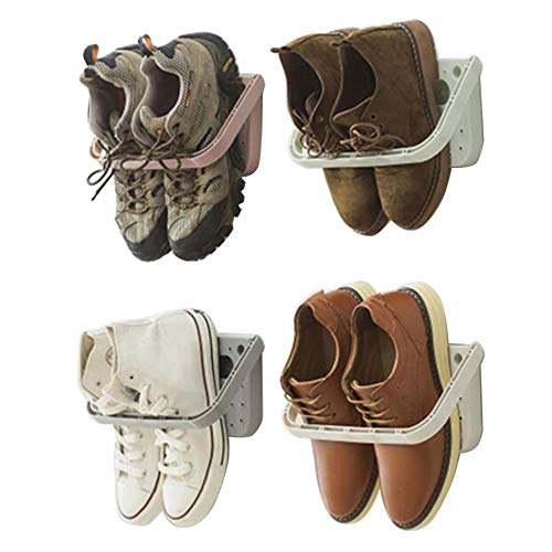 Zapatero Baffect plegable 4 piezas para montaje en pared,zapatero plegable estante colgante para el almacenamiento de zapatos estante para los zapatos estante de pared para los zapatos,4 piezas blanco