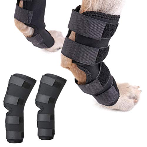 Zunea Protector de pierna trasera para perro canino, 2 unidades, protector de pierna y soporte adicional, manga de compresión para lesiones de heridas y esguinces de artritis (negro, L)