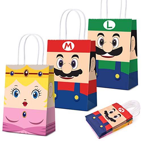 15 bolsas de regalo para fiesta de Super Mario, para niños, adultos, fiestas temáticas de cumpleaños