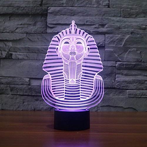 3D Illusion Egipto esfinge Faraon Lámpara luces de la noche ajustable 7 colores LED Creative Interruptor táctil estéreo visual atmósfera mesa regalo para Navidad