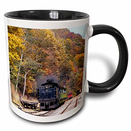 3dRose mug 97085 _ 4 West Virginia, Cass Scenic ferrocarril Locomotora de Vapor, US49 wbi0030 Walter Bibikow Dos Tono Negro Taza, 11 oz, Negro/Blanco