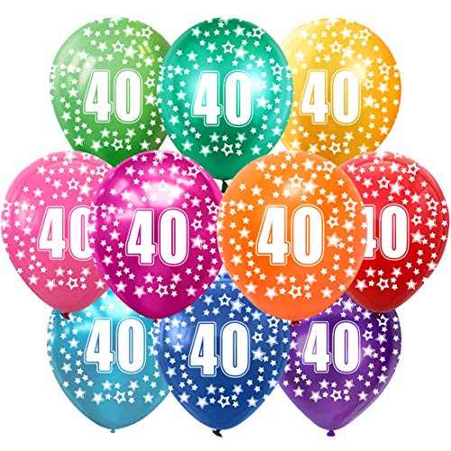 40 Cumpleaños Globos Decoracion Cumpleaños 40 Años Globos de látex, 30 cm, Colores Surtidos, Paquete de 30