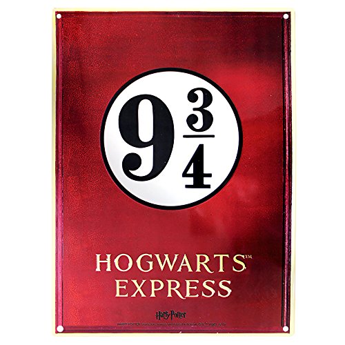 ABYstyle Harry Potter - Cartel (28 x 38 cm, Metal), diseño con Texto Gleis 9 3/4 Hogwarts Express, Color Rojo