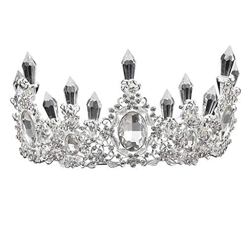 Accesorios para el cabello nupcial Corona Corona Tiara Pendientes Conjuntos de adornos Nudo Accesorios del vestido de boda (Color : Crown+earrings, Size : S)