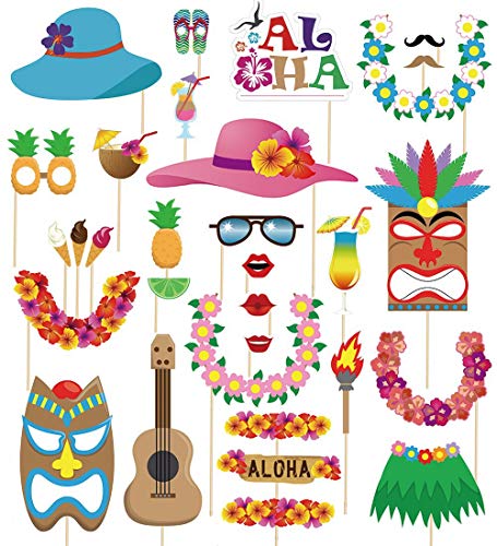 Accesorios para fiestas fotográficas, 61 PCS juego de accesorios para selfies de para playas hawaianas, fiestas en la piscina de verano, accesorios de vestimenta para vacaciones en la playa tropical