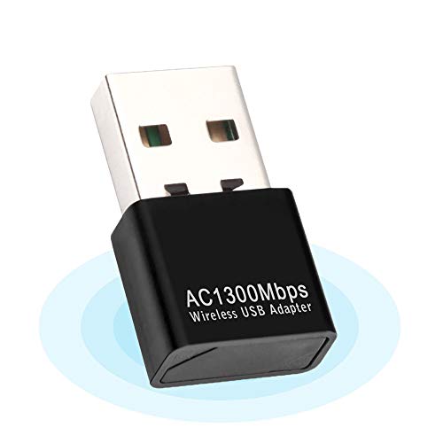 Adaptador WiFi USB,WiFi Antena USB WiFi Adaptador AC1300Mbps WiFi Dongle 5ghz Adaptador USB 2.0 Dongle Dual Band 2.4GHz 5GHz para PC de Escritorio,Compatible con Windows Mac OS 10.9-10.14