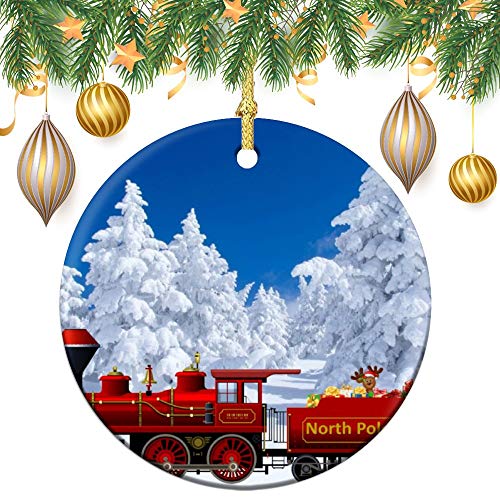 Adornos de Navidad, Polo Norte Express Tren de Navidad Ornamento Árbol Colgante Decoración Regalo Para Familias Amigos,3 Pulgadas