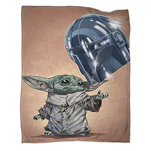 All Seasons Manta cálida para siesta de Star Wars El Mandaloriano lindo bebé Yoda sosteniendo un casco, manta multiusos 50 x 70 pulgadas (130 x 180 cm)