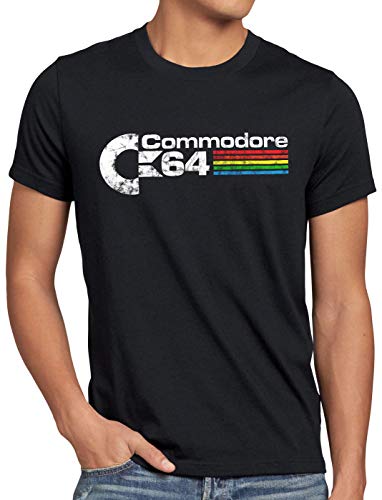 A.N.T. C64 Retro Camiseta para Hombre T-Shirt Basic Home computadora Logo, Talla:S