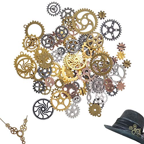Antiguo Steampunk engranajes encantos reloj reloj rueda engranaje para Artesanías de BRICOLAJE, Fabricación de Joyas, Cosplay Accesorios de Vestir de Bronce (100 gramos)