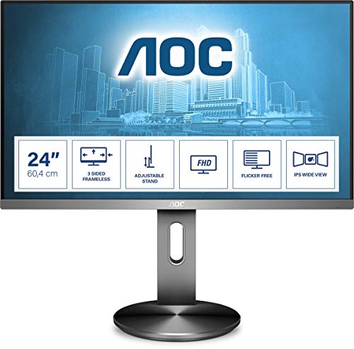 AOC Monitor I2490PXQU- 24" Full HD, 60 Hz, IPS, FlickerFree, 1920x1080, 250 cd/m, D-SUB, HDMI 1x1.4, Displayport 1x1.2