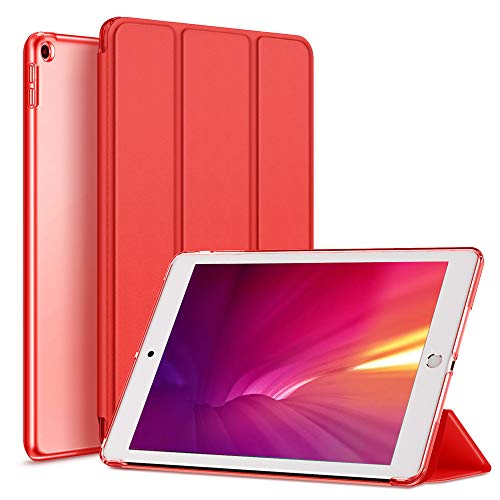 aoub Funda compatible con iPad 9.7 2018/2017, carcasa inteligente delgada y ligera, carcasa de policarbonato con encendido y apagado automático, color rojo