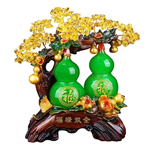 Árbol del dinero bonsai feng shui Crystal Tree Calabaza suerte fortuna árbol del dinero hecho a mano ilustraciones Bonsai estilo de decoración for la suerte y la riqueza del estreno de regalo (amarill