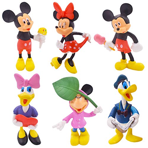 BAIBEI Mickey Mouse Mini juego de retrato suministros de fiesta de cumpleaños pastel de personaje suministros de decoración de pastel de fiesta 6 piezas