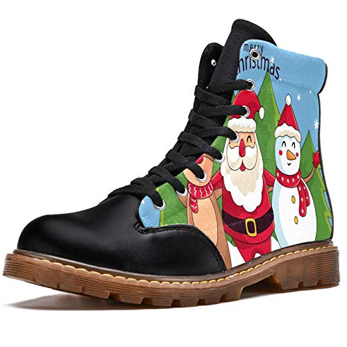 Bennigiry Feliz Navidad Santa Claus Reno Muñeco De Nieve Árbol Navidad Botas de Invierno Zapatos clásicos de Lona de caña Alta para Mujer