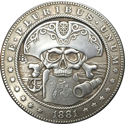 Bespok Souvenirs Rara Antiguo Estados Unidos Estados Unidos 1881 CC Hobo Níquel Morgan Dollar Cráneo Zombie Plata Color Moneda