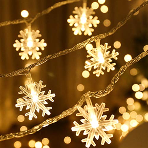 BRone Luces de Navidad Luz de la Cadena de Navidad,3 M 20 Luz de la Secuencia de la Batería Caja Copo de Nieve LED Navidad Decoraciones para el Hogar árbol de Año Nuevo Navidad