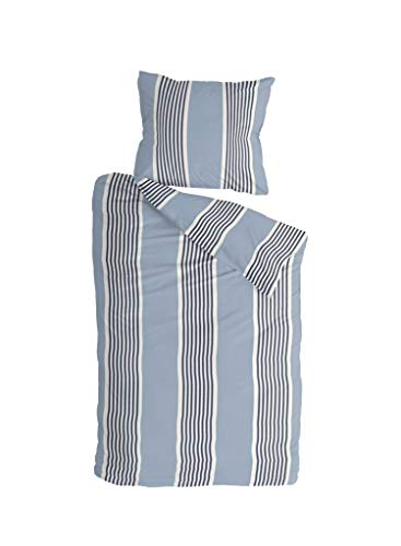 Byrklund Get-Away - Juego de cama (2 piezas, 100% algodón, 155 x 220 cm), color azul