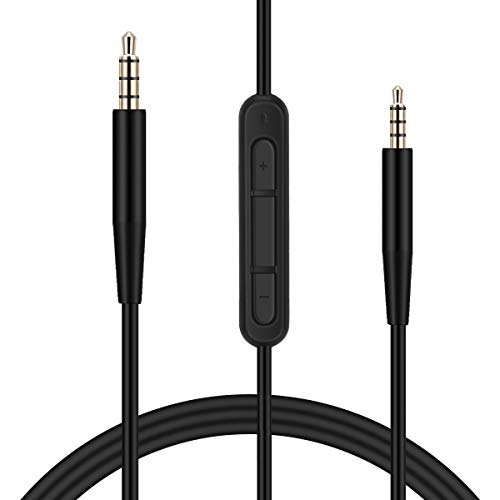 Cable de audio para Bose, Cable auxiliar de reemplazo Compatible con iPhone con micrófono y Control de volumen para Bose SoundTrue / SoundLink QC25 / QC35 / OE2 / OE2i (Negro)