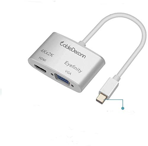 CABLEDECONN Mini Displayport Hdmi, 4-en-1 Mini Displayport DP (Puerto Thunderbolt Compatibles) a HDMI/VGA HDTV de Video Cable Converter Adaptador [DP 1.2 Versión / 4Kx2K] (Plata)