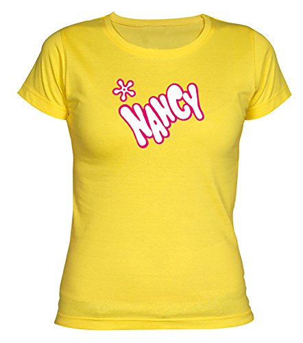 Camisetas EGB Camiseta Chica Nancy ochenteras 80´s Retro (L, Amarillo)