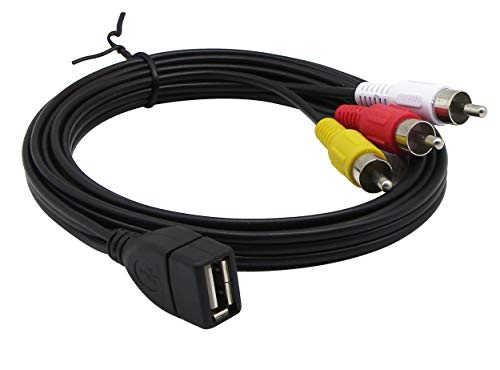 CERRXIAN Cable USB a 3RCA, USB 2.0 A hembra a 3 RCA macho, cable adaptador de audio y vídeo AV compuesto para TV/Mac/PC (1,5 m)