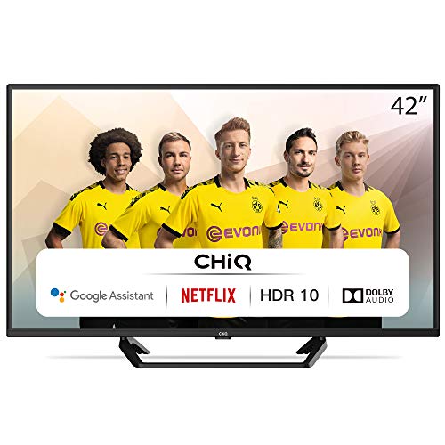 CHiQ Televisor Smart TV LED 42 Pulgadas, FHD, HDR10/HLG, Android, WiFi, Bluetooth, Google Assistant, Netflix, Prime Video, 3 x HDMI, 2 x USB - L42G6F