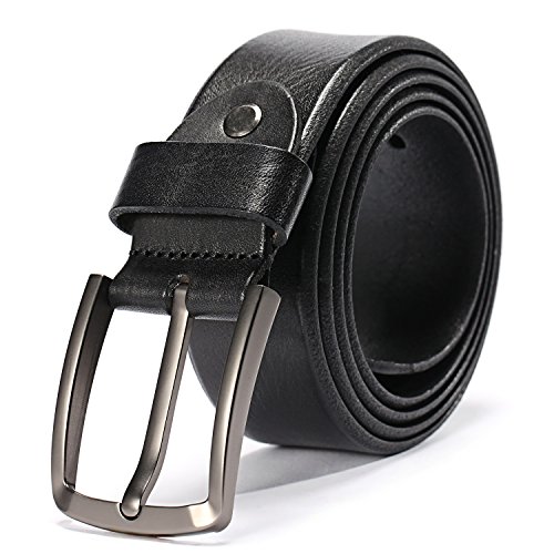 Cinturón de cuero HZHY para hombre, con hebilla antiarañazos, ideal para usar con vestimenta informal, vaqueros y ropa de trabajo, hombre, Type 3, 115cm ( Waist 30''- 39'' )