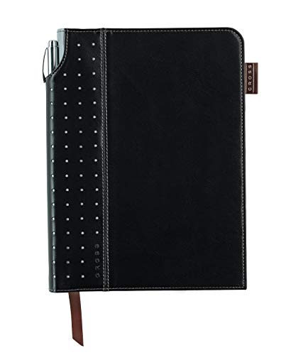 Cross - Diario (tamaño medio, 256 páginas perforadas, soporte para bolígrafo, marcador de páginas), diseño de piel granulada, color negro