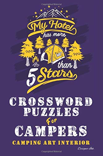 Crossword Puzzles for Campers: Camping Themed Art Interior. Fun, Easy to Hard Words. Blue 5 Stars