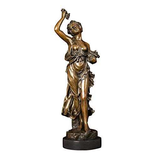 DAJIADS Figuras,Estatuas,Estatuillas,Esculturas,Villa Don Suave Bronce Dama Europeos Comiendo UVA Estatua Escultura para Decoración Craft Figurita Oficina Decoracion