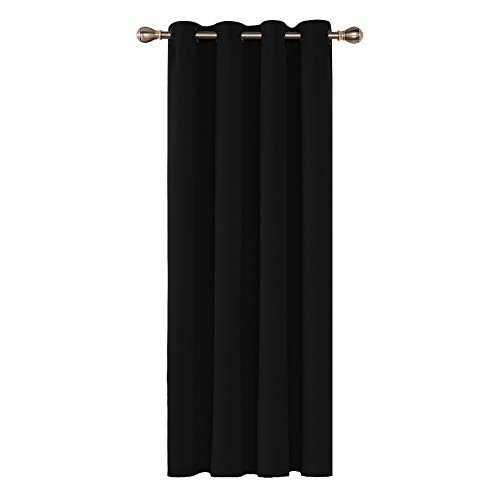 Deconovo Cortinas Salón Modernas Aislantes Térmicos Funcional Elegante Suaves para Habitación 1 Pieza con Ojales 140 x 260 cm Negro