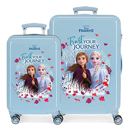 Disney Frozen Trust your journey Juego de maletas Azul 55/64 cms Rígida ABS Cierre combinación 93L 4 ruedas dobles Equipaje de Mano