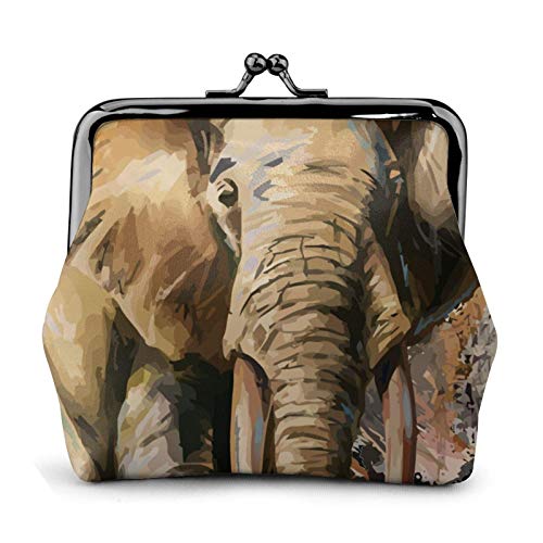 Elefante Watecolor monedero de cuero monedero monedero hebilla Kiss-Lock pequeña bolsa de cambio regalo para mujeres