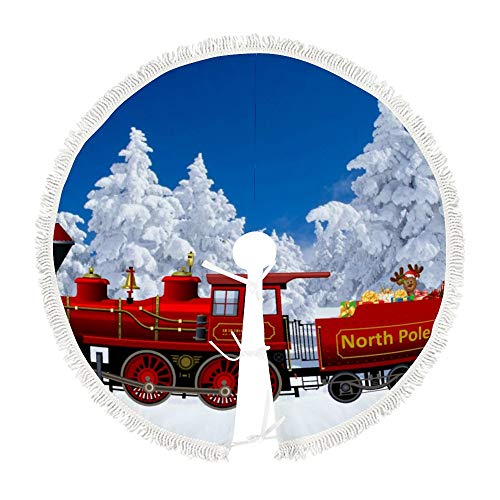Falda para árbol de Navidad, 122 cm del polo norte Express, tren de Navidad, falda para árbol de Navidad, decoración de casa festiva, decoración de adornos