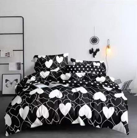 FEBE - Juego de cama de microfibra de doble cara, 200 x 200 cm, diseño de corazones, 3 piezas, con cierre de cremallera, comodidad para dormir y diseño moderno, lavable a máquina, varios tamaños