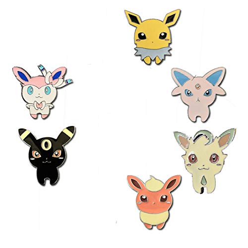 FENGHE Pokemon 6 Unids / Lote Pokemon Go Eevee Disfraces Insignia Broche Anime Cosplay Colección Mochila Pin