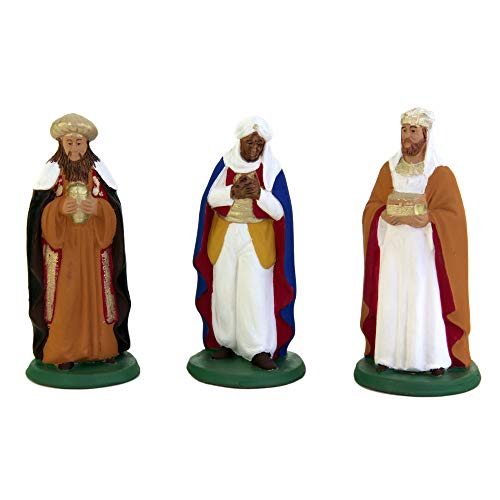 Figuras de Belén grandes, Reyes Magos, 3 piezas, Belén de terracota pintada a mano de Caltagirone