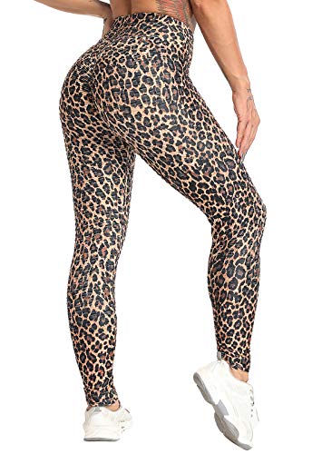 FITTOO Leggings Push Up Mujer Mallas Pantalones Deportivos Alta Cintura Elásticos Yoga Fitness  #1 Estampado Leopardo S