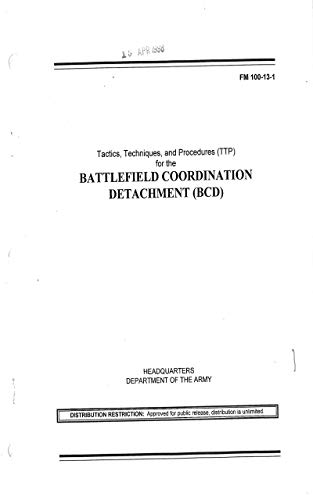 FM 100-13-1: Tactics, Techniques and Procedures for the Battlefield Coordination Detachment, 20 March 1988 (English Edition)