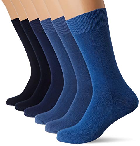 FM London, Calcetines Para Hombre, Azul, talla del fabricante: 6-11, Pack de 6