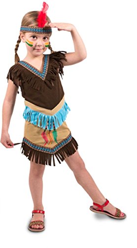 Folat - Vestido de Indios de 2 Piezas para Chicas - Marrón - 6-8 años - Talla: M